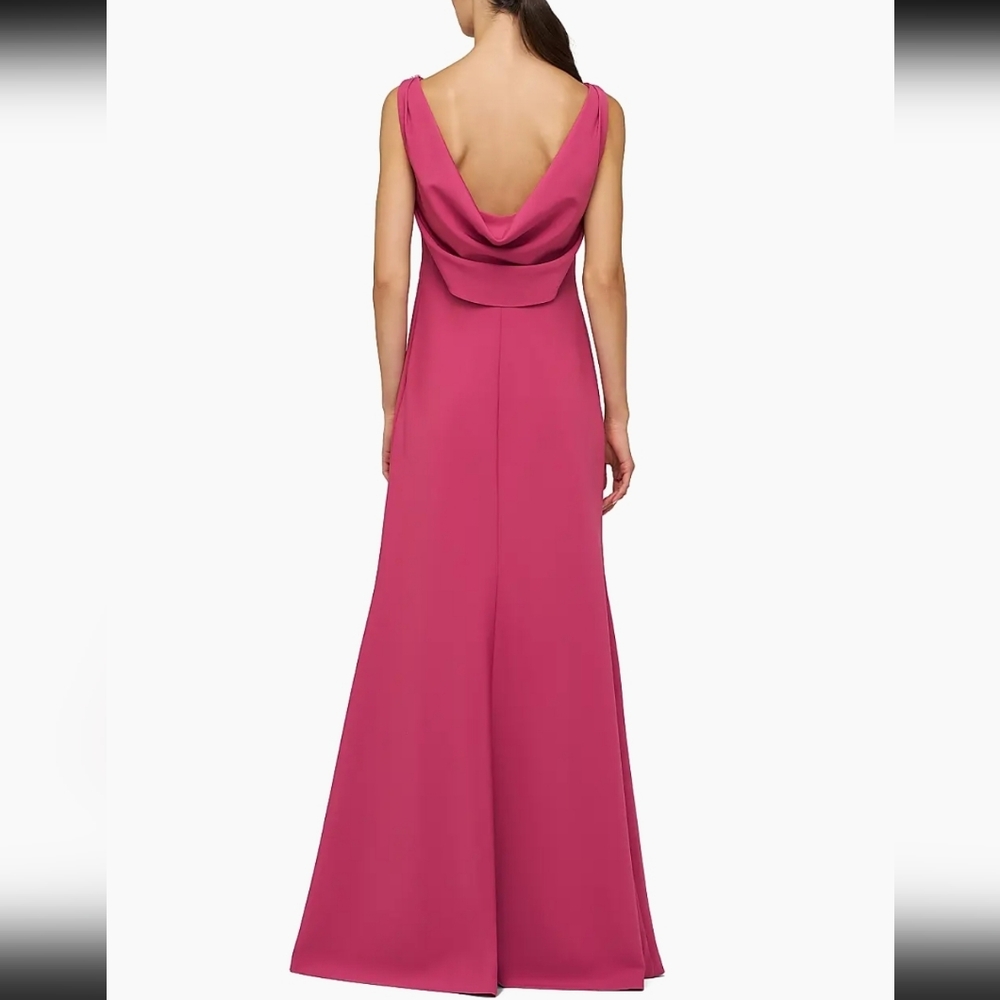 KAY UNGER PIPPA EMBELLISHED COWL BACK CREPE GOWN IN BERRY SORBET /SZ:4